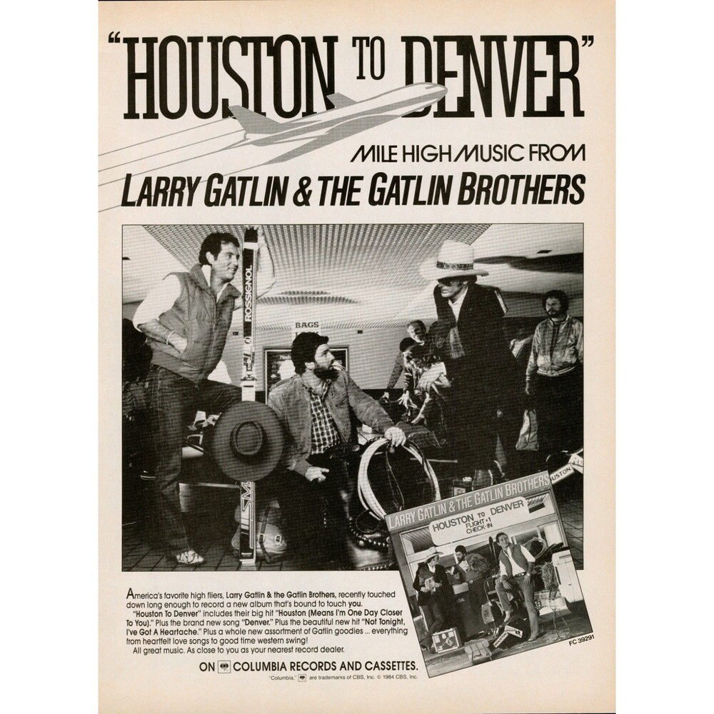 1984 Larry Gatlin & Gatlin Brothers Original Promo Ad 8.5x11 Vintage Country